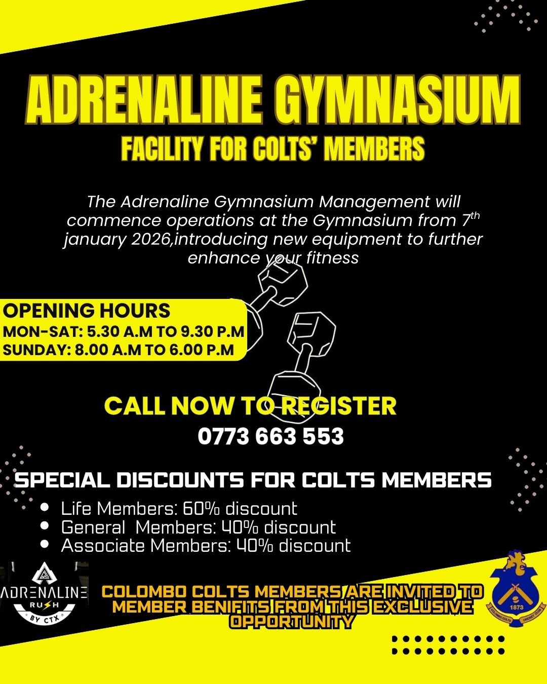 Adrenaline Rush Gymnasium Now Open for Members – Exclusive Fitness Benefits