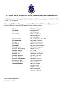 152ND ANNUAL GENERAL MEETING – ELECTION OF OFFICE BEARERS & COMMITTEE MEMBERS 2026